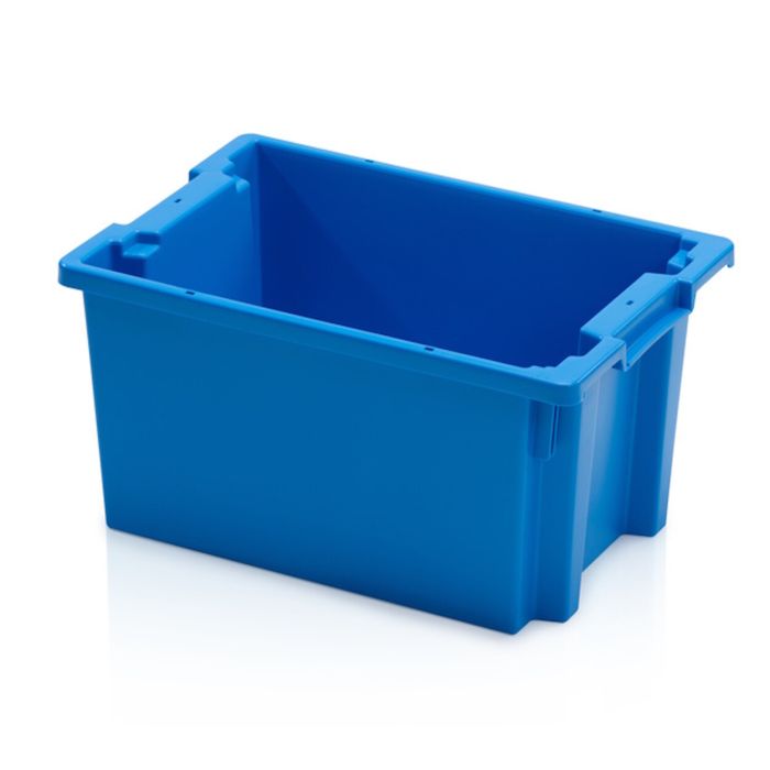 Nestbare stapelbak 60x40x30cm, inhoud 50 liter, Blauw, NORAH Plastics Nestbare stapelbak 60x40x30cm, inhoud 50 liter, Blauw, NORAH Plastics