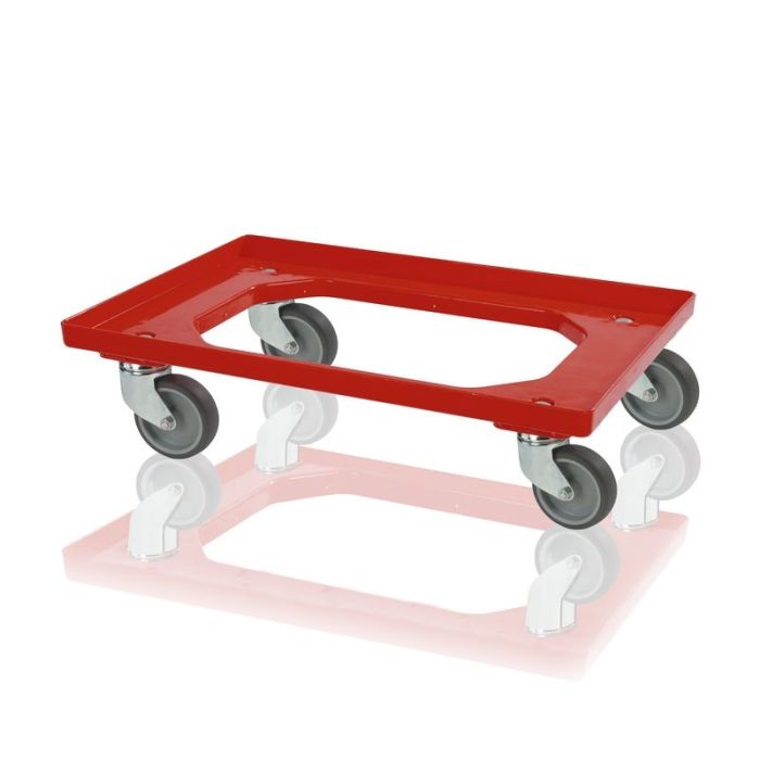 Transport Roller met 4 zwenkwielen en rubberen wielen, Rood, NORAH Plastics Transport Roller met 4 zwenkwielen en rubberen wielen, Rood, NORAH Plastics