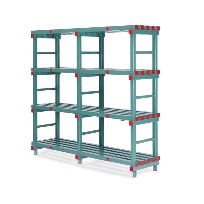 Kunststof rek 140 x 40 x 182 cm met 4 schappen, NORAH Plastics Kunststof rek 140 x 40 x 182 cm met 4 schappen, NORAH Plastics