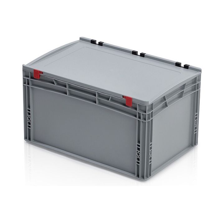 Stapelbak met klapdeksel 60x40x33,5cm, inhoud 66 liter, NORAH Plastics