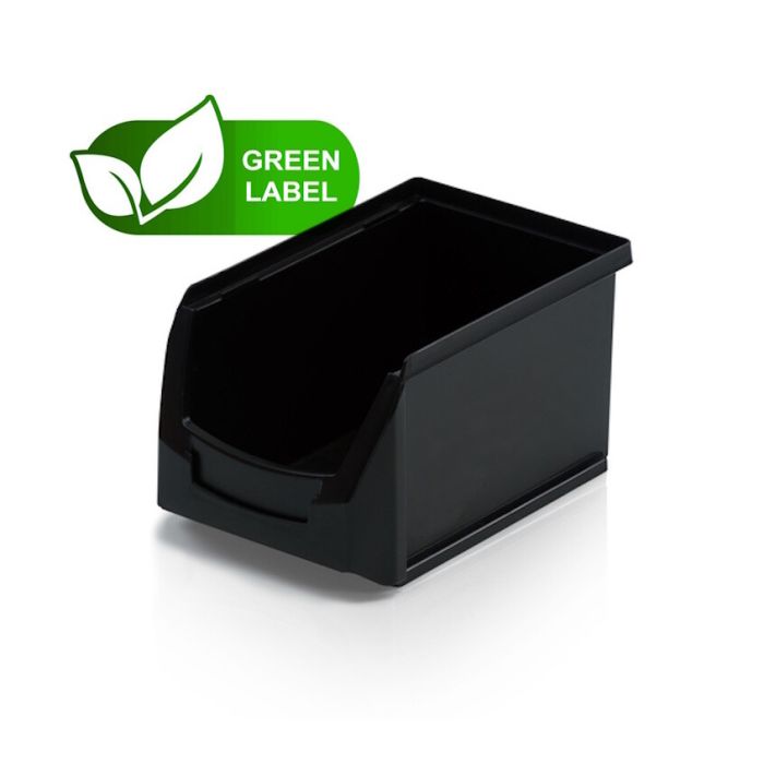 Magazijnbak, Eco-Line 23x15x12,5cm, Zwart, RE-PP, NORAH-Plastics