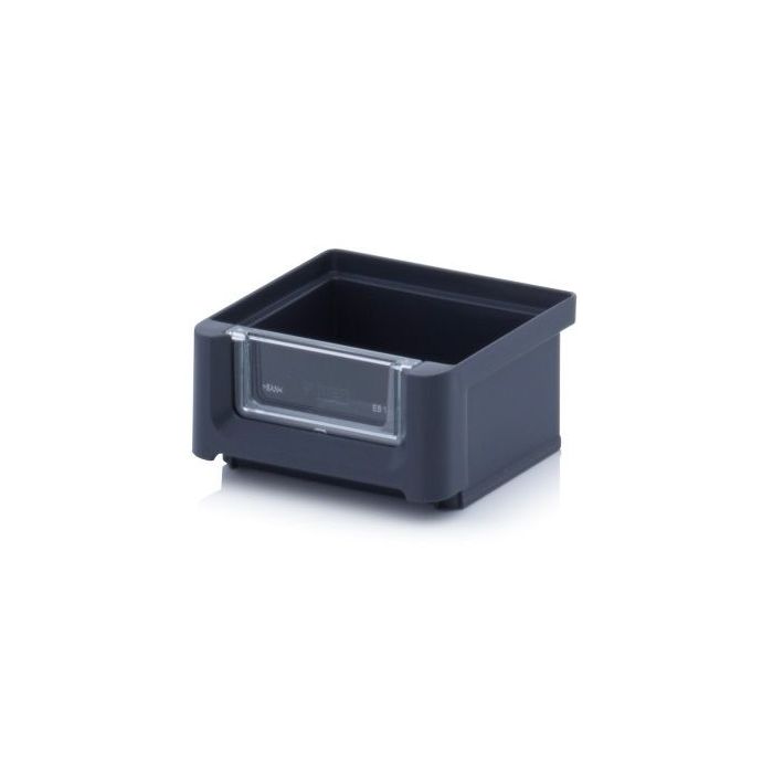 Magazijnbak 8,5x10,2x5cm, inhoud 0,21 liter met insteek zichtvenster, Zwart - NORAH Plastics