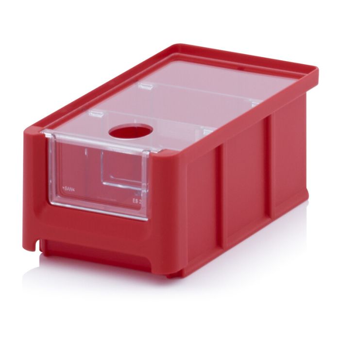 Magazijnbak 16X10,2X7,5cm, inhoud 0,77 liter met insteekvenster, deksel en 2 verdeelschotten, NORAH Plastics