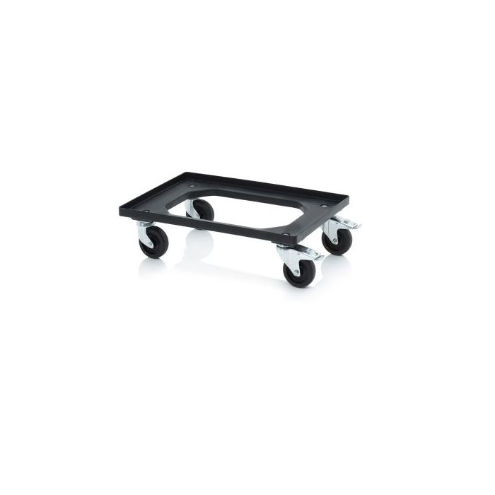 ESD dollie met rem, 4 zwenkwielen en rubberen wielen, NORAH Plastics ESD dollie met rem, 4 zwenkwielen en rubberen wielen, NORAH Plastics