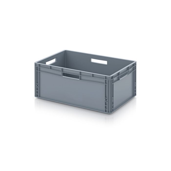 Euronorm stapelbak, 4 hangrepen, gesloten grijs, PP, NORAH Plastics