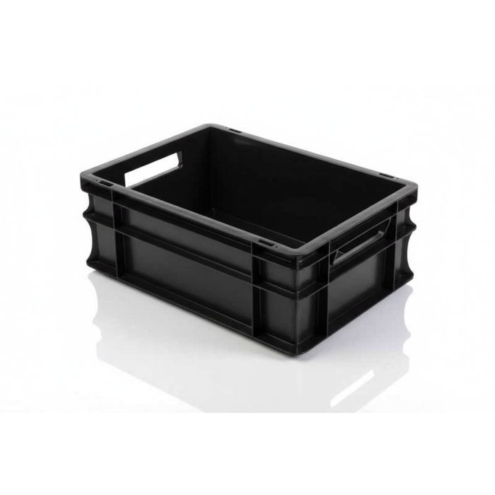 Stapelbare euronorm bak 40x30x17cm, inhoud 15 liter, zwart, RE-PP., NORAH Plastics
