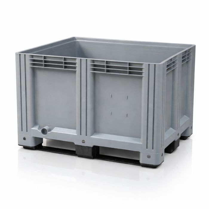 Palletbox 120x100x78cm, Grijs, 3 sleeplatten, inhoud 610 liter, NORAH Plastics Palletbox 120x100x78cm, Grijs, 3 sleeplatten, inhoud 610 liter, NORAH Plastics