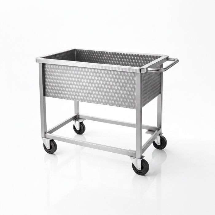 RVS bakwagen, werkhoogte, inhoud 160 liter met duwbeugel, NORAH INOX