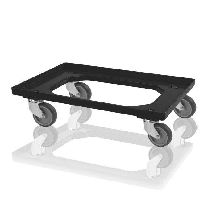 Transportrollers, 4 zwenkwielen en rubberen wielen, zwart, NORAH Plastics Transportrollers, 4 zwenkwielen en rubberen wielen, zwart, NORAH Plastics