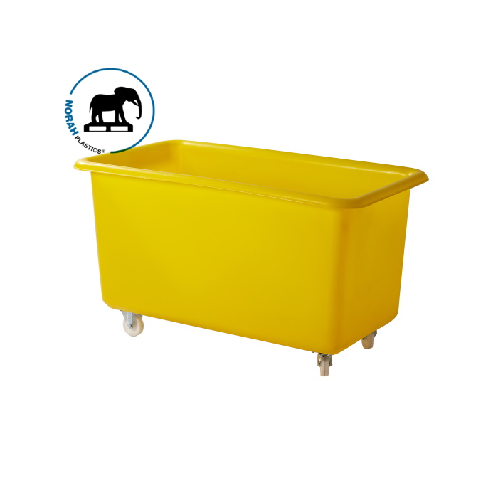Rechthoekige bak op wielen, 141x78x79cm, 450 liter, Geel, NORAH Plastics
