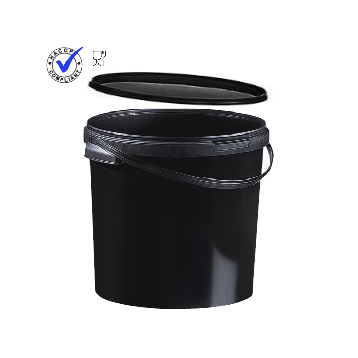 Zwarte Emmer met deksel, inhoud 20 liter, NORAH Plastics Zwarte Emmer met deksel, inhoud 20 liter, NORAH Plastics