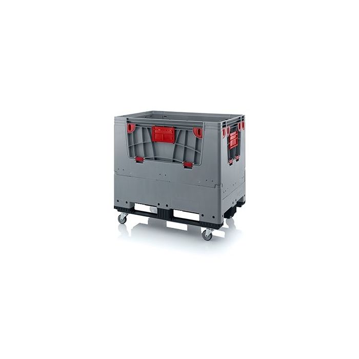 Vouwbare palletbox 120x80x114cm, 3 sleeplatten en 4 wielen, inhoud 700 liter, NORAH Plastics Vouwbare palletbox 120x80x114cm, 3 sleeplatten en 4 wielen, inhoud 700 liter, NORAH Plastics