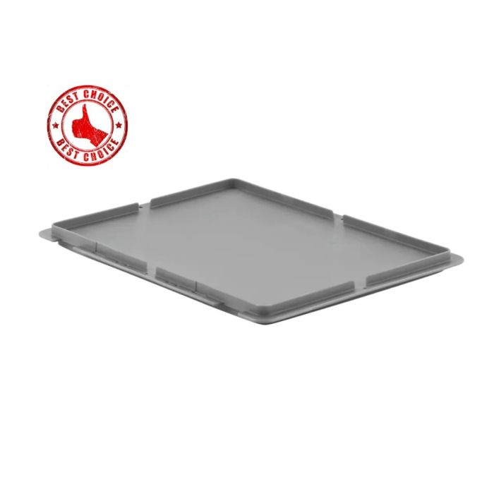 Vlakke deksel, 60x40cm, voor euronorm stapelbakken, 60x40cm, PP, Grijs, NORAH Plastics Vlakke deksel, 60x40cm, voor euronorm stapelbakken, 60x40cm, PP, Grijs, NORAH Plastics