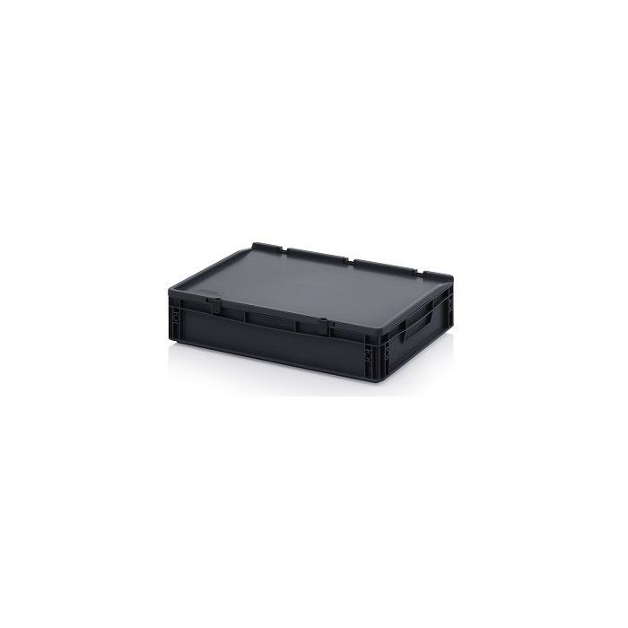 ESD stapelbak met klapdeksel 60x40x13,5cm, inhoud 24 liter, NORAH Plastics ESD stapelbak met klapdeksel 60x40x13,5cm, inhoud 24 liter, NORAH Plastics
