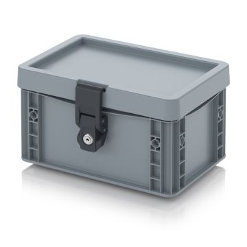 Afsluitbare bak 30x20x18,5cm, sleutelslot, stapelbaar met omlopende rubber afdichtingsring, PP, NORAH Plastics