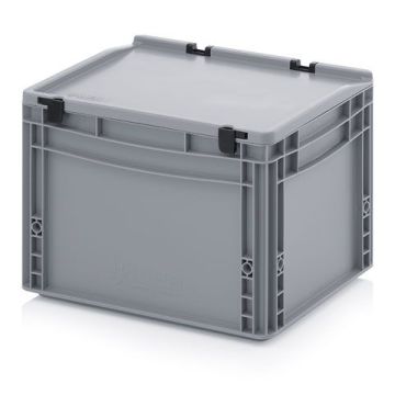 Stapelbak met klapdeksel 40x30x28,5cm, inhoud 26 liter, NORAH Plastics