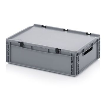 Stapelbak met klapdeksel 60x40x18,5cm, inhoud 35 liter, NORAH Plastics