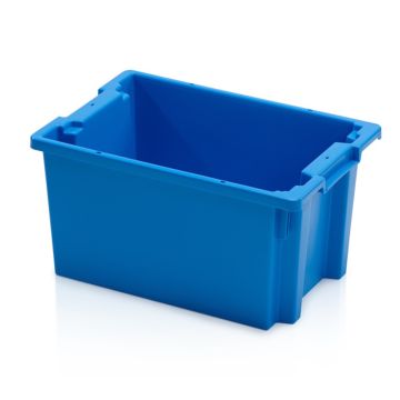 Nestbare stapelbak 60x40x30cm, inhoud 50 liter, Blauw, NORAH Plastics