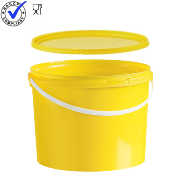 Emmer met deksel, geel, inhoud 10,5 liter