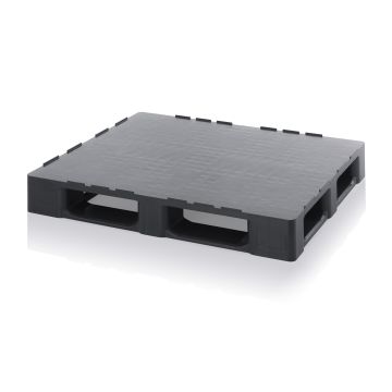 ESD Pallet 120x100x15cm op 5 sleeplatten, verstevigd, opstaande randen en 5 sleeplatten, NORAH Plastics