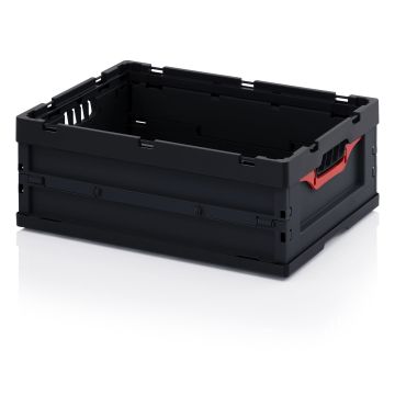 ESD vouwbak met deksel 60x40x22cm, inhoud 46 liter