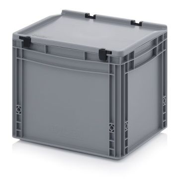 Stapelbak met klapdeksel 40x30x33,5cm, inhoud 30 liter, NORAH Plastics