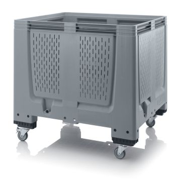 Verrijdbare palletbox 120x100x114cm, 4 wielen, inhoud 900 liter, NORAH Plastics