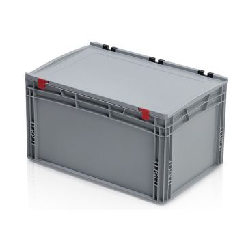 Stapelbak met klapdeksel 60x40x33,5cm, inhoud 66 liter, NORAH Plastics