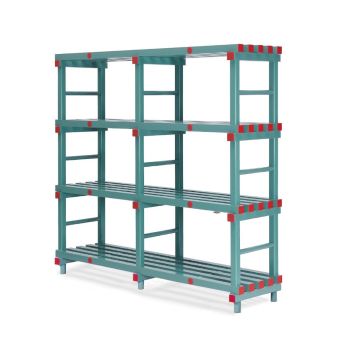 Kunststof stelling, 200x40x182cm, 4 Schappen, NORAH Plastics