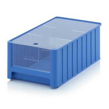 Magazijnbak 50x31x20cm, inhoud 25 liter met insteekvenster, deksel en 2 verdeelschotten, NORAH Plastics