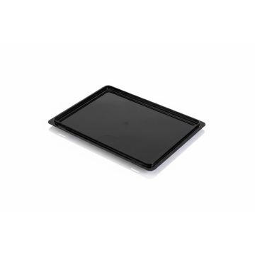 Zwarte deksel,  stapelkist 60x40cm, RE-PP, NORAH Plastics