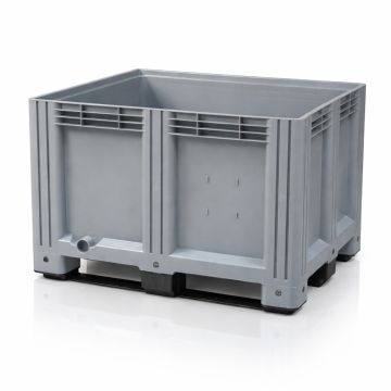 Palletbox 120x100x78cm, Grijs, 3 sleeplatten, inhoud 610 liter, NORAH Plastics