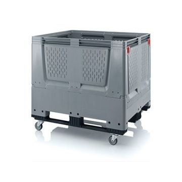 Verrijdbare vouwbare palletbox 120x100x114cm, 4 wielen op 3 latten, NORAH Plastics