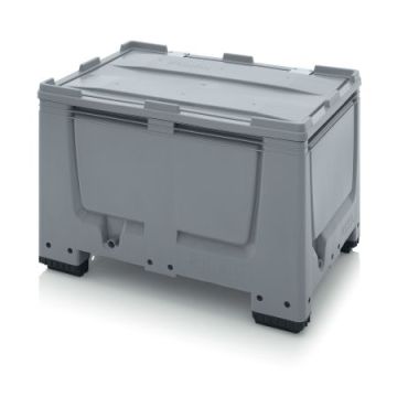 Palletbox met klapdeksel 120x80x79cm, 4 poten, inhoud 535 liter