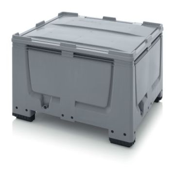Palletbox met klapdeksel 120x100x79cm, 4 poten, inhoud 670 liter, NORAH Plastics
