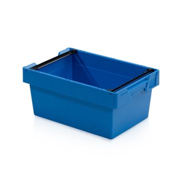 Stapelbak met klapbeugels 60x40x27cm, inhoud 45 liter