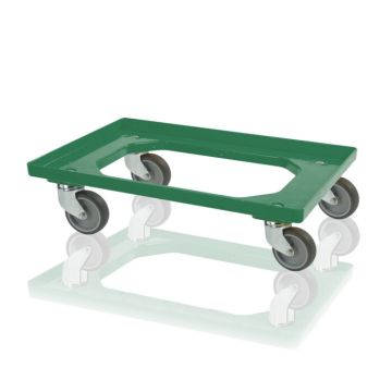 Dollie met 4 zwenkwielen en rubberen wielen, groen, NORAH Plastics