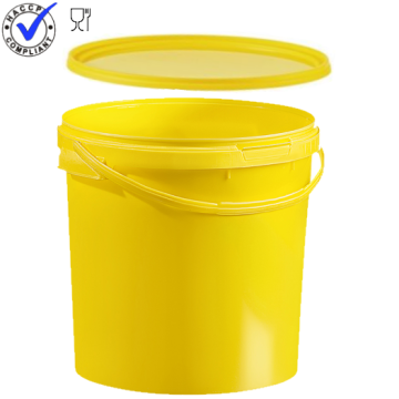 Emmer met deksel, geel, inhoud 20 liter