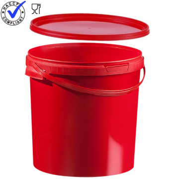 Rode Emmer met deksel, inhoud 20 liter, NORAH Plastics