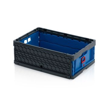 Vouwbak met klapdeksels 60x40x22cm, inhoud 42 liter, Blauw, NORAH Plastics