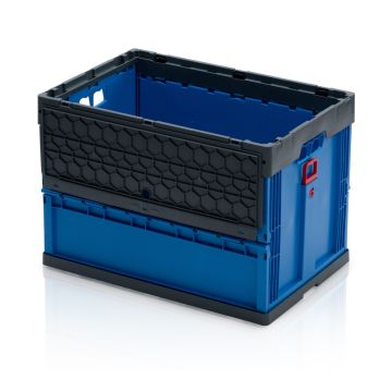 Opvouwbare bak met deksel 60x40x42mm, inhoud 78 liter, Gesloten, Blauw, NORAH Plastics