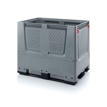 Vouwbare palletbox 120x80x100cm, 3 sleeplatten, inhoud 700 liter