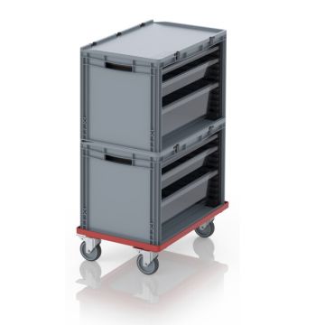 Verrijdbare werkunit 60x40x102cm met 6 transparante ladebakken