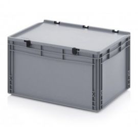Stapelbak met klapdeksel 60x40x33,5cm, inhoud 66 liter, NORAH Plastics