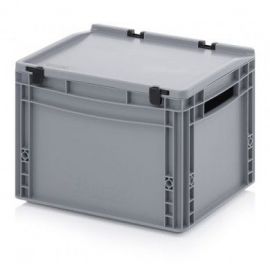 Stapelbak met klapdeksel 40x30x28,5cm, inhoud 26 liter, NORAH Plastics