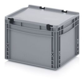 Stapelbak met klapdeksel 40x30x28,5cm, inhoud 26 liter, NORAH Plastics