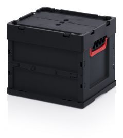 ESD vouwbak met deksel 40x30x32cm, inhoud 29 liter