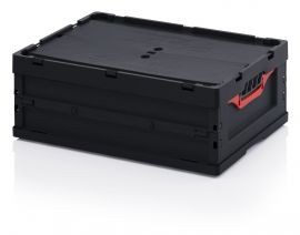 ESD vouwbak met deksel 60x40x22cm, inhoud 42 liter