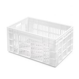 Eurobehaelter, Durchbrochen 60x40x30cm HDPE, Weiss, NORAH-Plastics