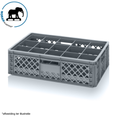 Glazenkrat 60x40x15cm, incl. 15 vaks topverdeler